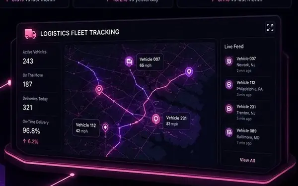 Custom Fleet Dispatch, GPS Routing and Warehouse Management ERP Software Interface