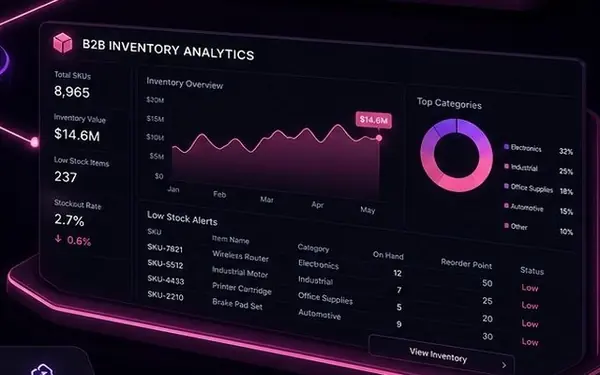 B2B Multi-Warehouse Inventory Analytics and Executive BI Dashboard Software Interface