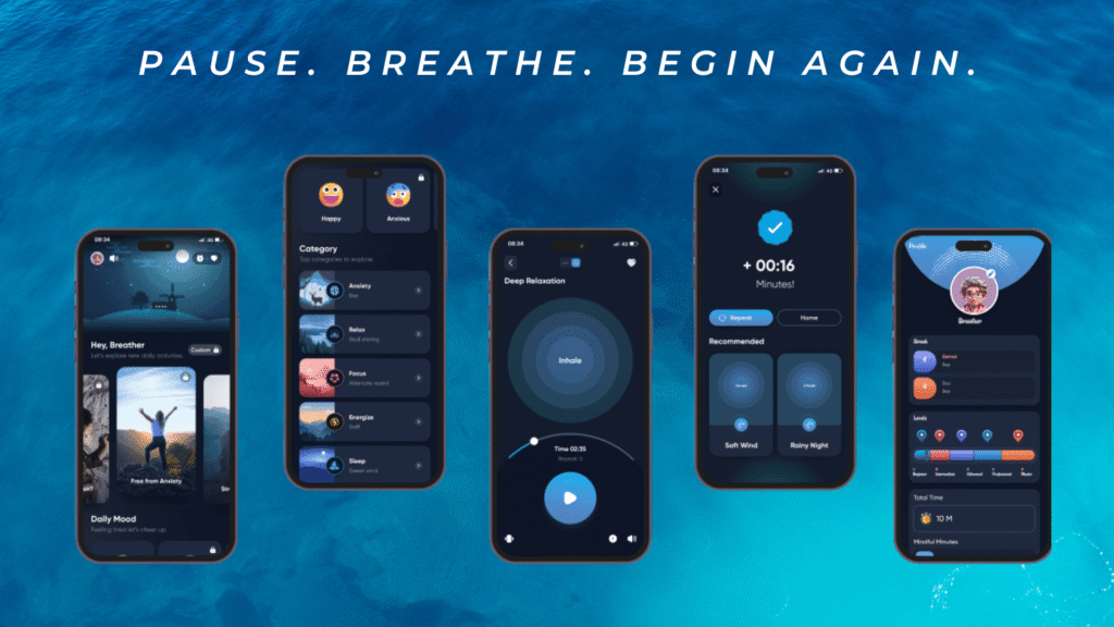 Breathing exercise timer app for stress relief and focus
